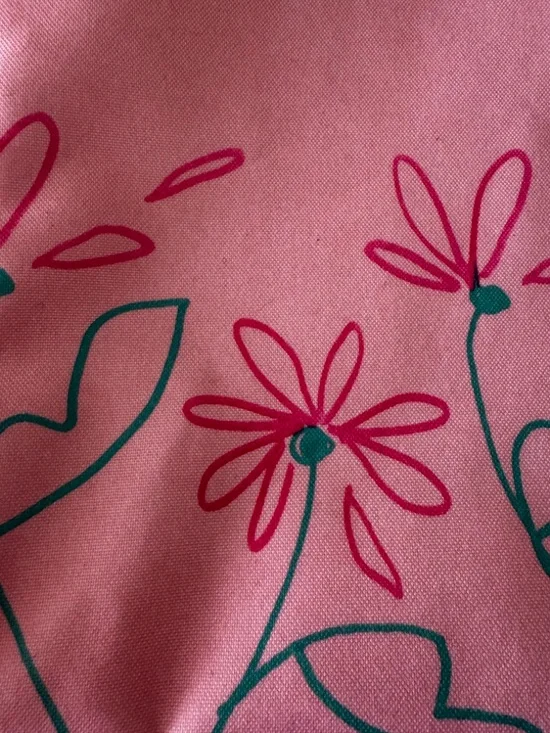 Clinique Pink Tote Bag and Cosmetic Bag set Drawbertson Flower Design NWT - Picture 4 of 7